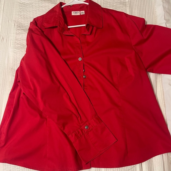 Cato Red Long Sleeve Button Down Dress shirt. Womans size 18W/20W - Picture 6 of 10